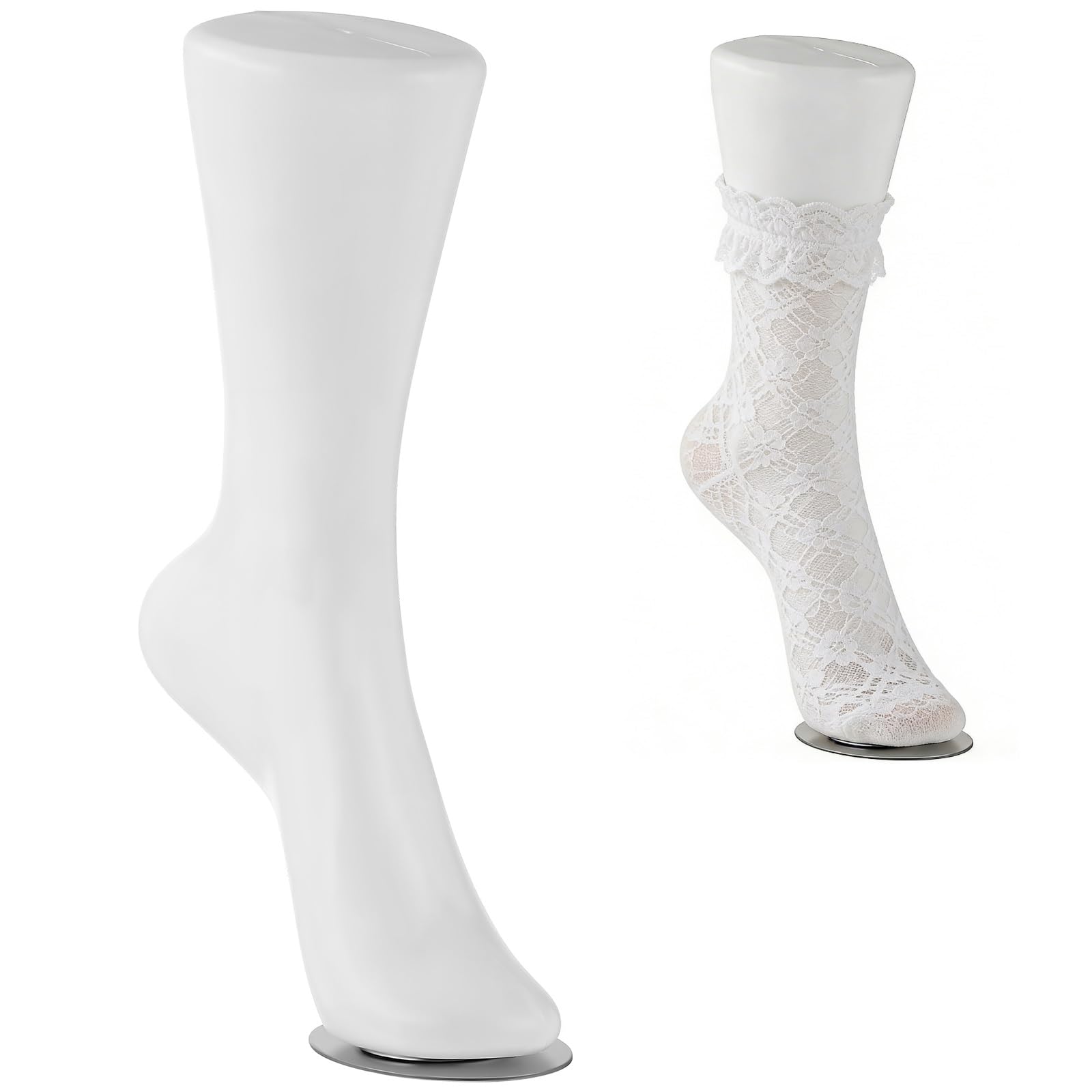 Cabilock White Mannequin Foot Display Ankle Bracelet Shoe Sock Model Display Plastic Short Stocking Mannequin Human Foot Display Mold for Shop Home