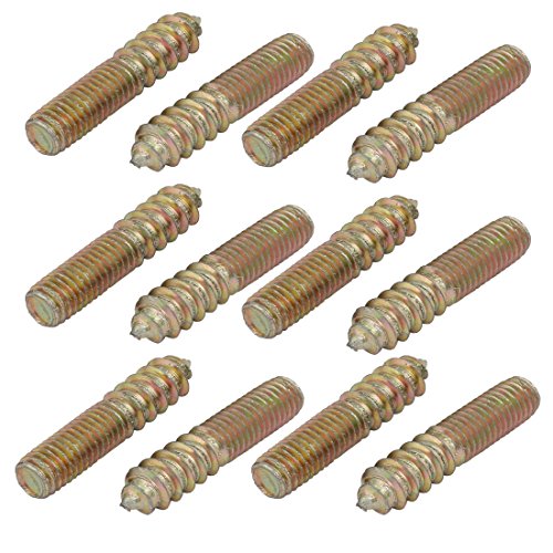 Aexit M8x40mm Carbon Home Hardware Steel Zinc Plated Hanger Bolt 12pcs Model:28as96qo340