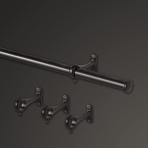 Miniatura 6 de MODE Outdoor Collection - Juego de cortineros de 1 18 pulgadas de diámetro con remates de tapa de extremo y barra de cortina ajustable de acero para