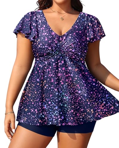 Aqua Eve Plus Size Tankini Swimsuits Bathing Suit - Women Two Piece with Shorts Tummy Control Swimwear2