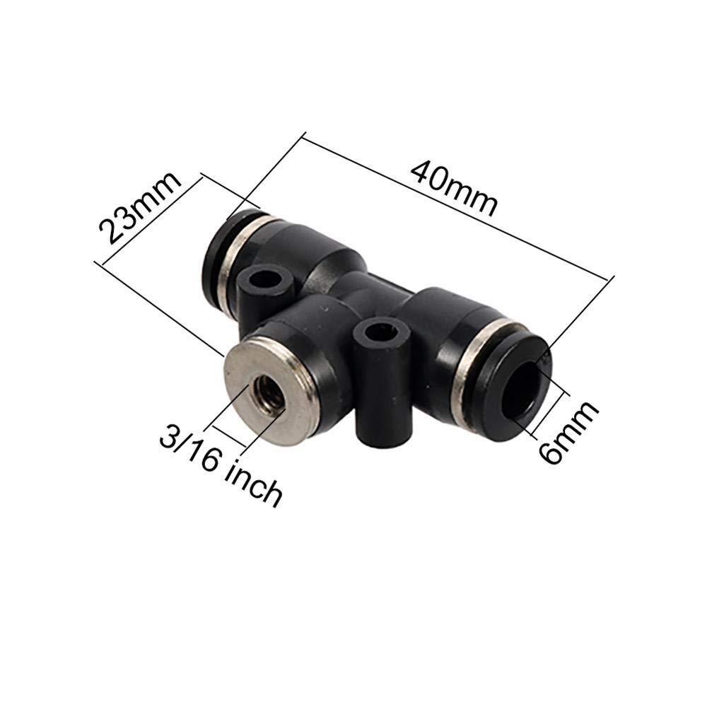 Raccordi per tubi flessibili perdite 50 PCS 3/16 pollici T-Thread TEE Connettori 6mm Slip Block Connettori rapidi Giunti di testa Cooling Raccordo per tubi pneumatici Fogger ( Diameter : 3/16'' )
