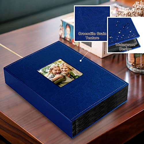 Image of Ywlake Photo Album 4x6 300 Pockets, Leather Photo Albums Holds 300 Horizontal Only Pictures Blue