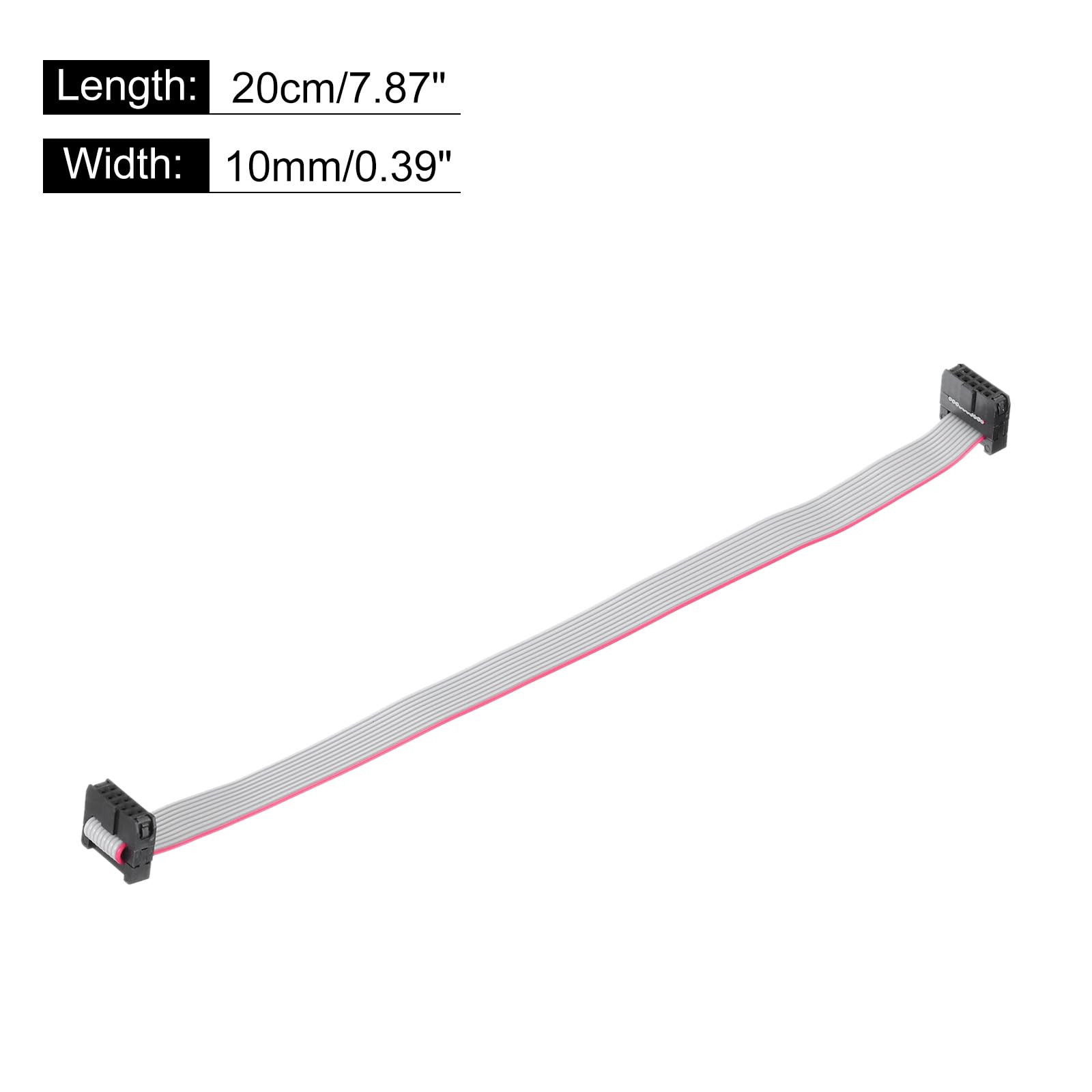 QUARKZMAN Cavo a Nastro Piatto Idc a 10 Pin, Passo 2.0mm, connettore Fc a Fc, Lunghezza 20cm, Filo Grigio per Computer, display Led, Dvd, confezione da 5 Pezzi