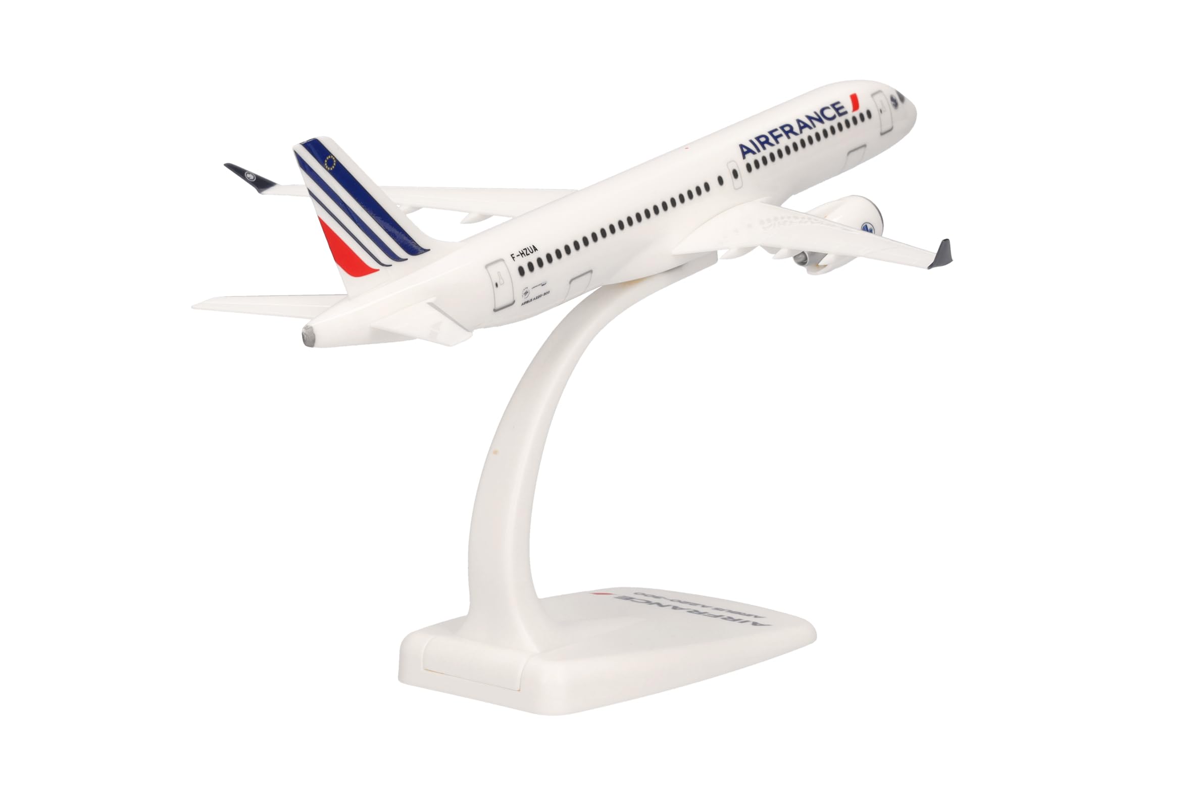 Herpa Snap-Fit Modellflugzeug Air France Airbus A220-300, Miniatur im Maßstab 1:200, Sammlerstück, Modell mit Standfuß, Kunststoff