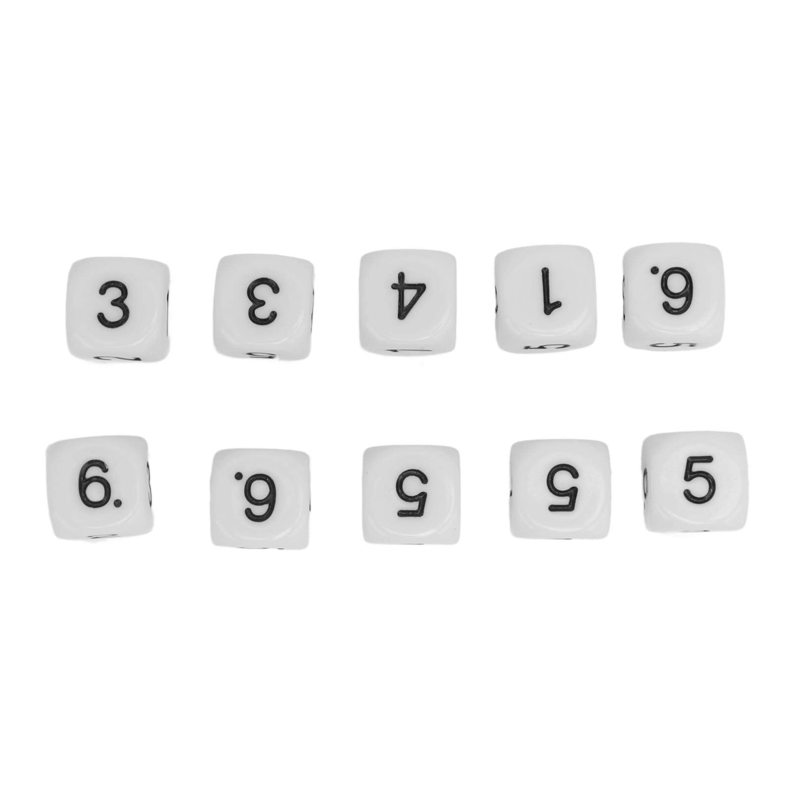 Ausla Number Dice, Plastic 20PCS 16mm 6 Sided Dice Set, Round Corner Number Cubes for Board Games and Numeral Teaching, Classroom Math Learning and Tabletop Play (White)
