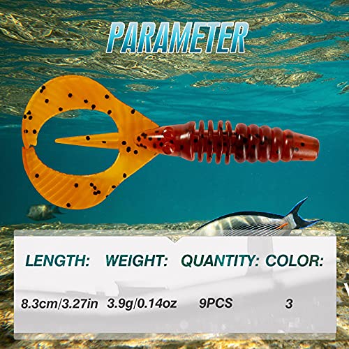 Basskiller 15Pcs Soft Lure, Bass Fishing Lures, Soft Body Shrimp Lure, Enticing Action Soft Plastic Swimbaits For Muskie Walleye, Fishing Bait Freshwater With Soft Tail #TOP1