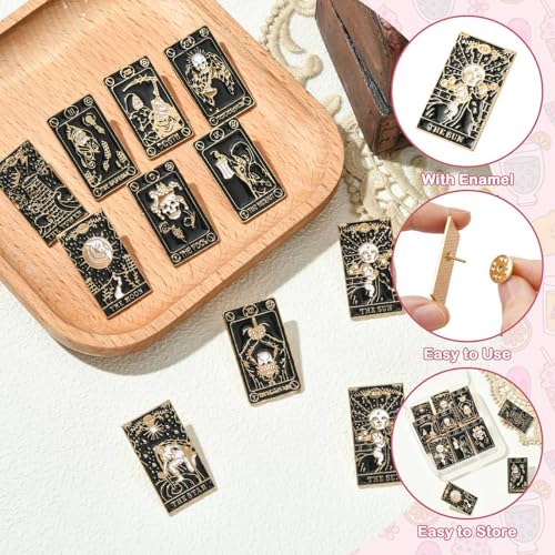 Image of Airssory Mixed Styles Bee Flower Tarot Ribbon Travel Theme Alloy Brooches Pins for DIY Clothes Backpack Hats Jackets Craft