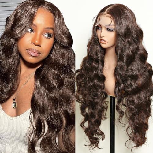 SOKU Brown Pre-plucked avec des cheveux de bébé Perruques 13x6 Body Wave Lace Front Perruque synthétique de haute qualité perruque lace wig