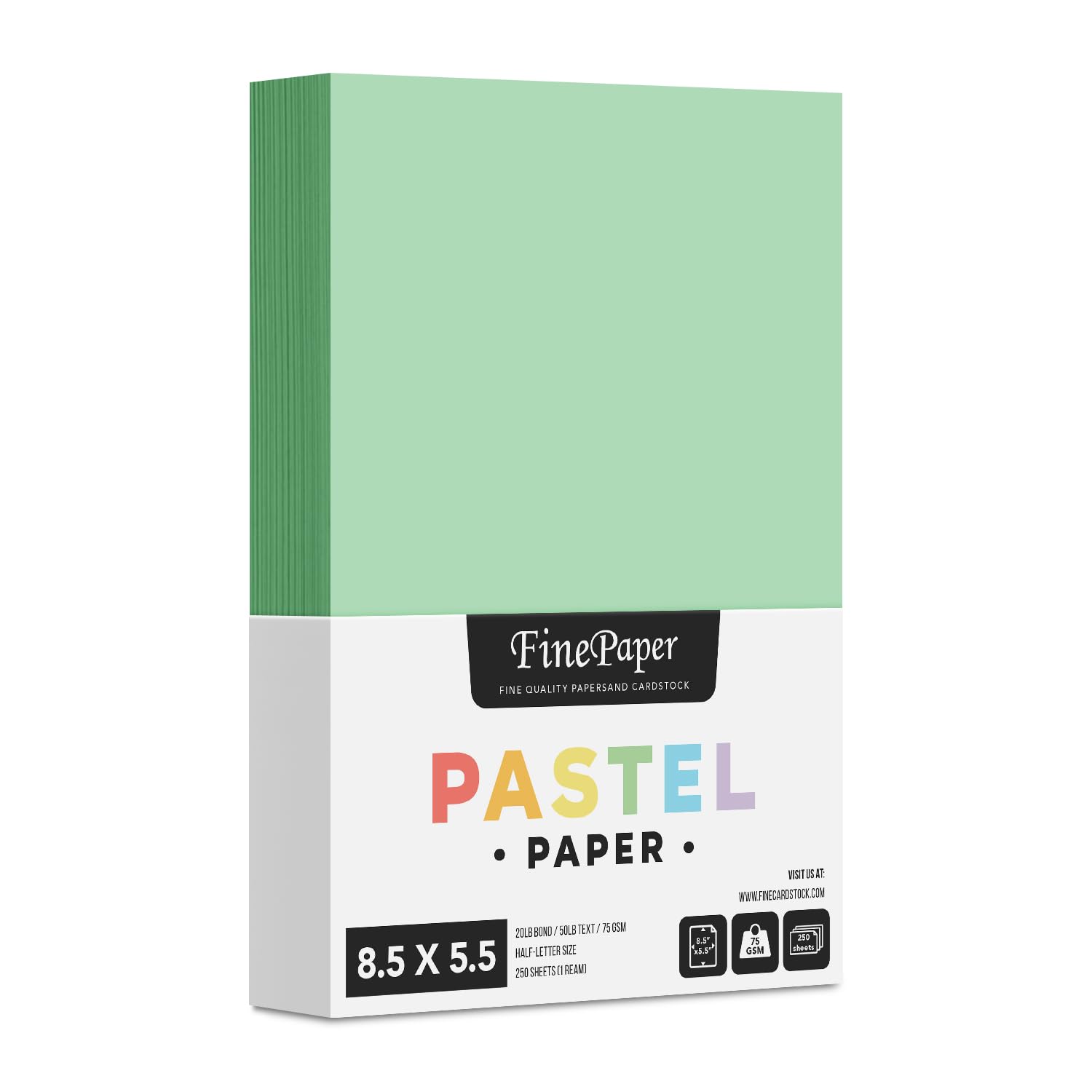8.5 x 5.5" Half Letter Sheets Pastel Color Paper – Green – Great for Arts and Crafts and Stationery Printing | Regular 20lb Bond (64gsm) Paper for