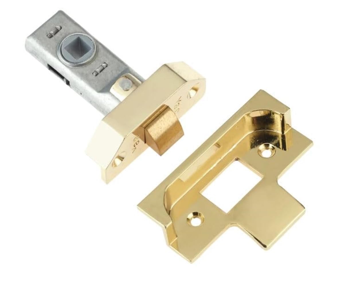 Euroart Polished Brass Rebated Tubular Latch For Double Rebated Doors Heavy Duty Spring Latch For Internal Door Locking Applications