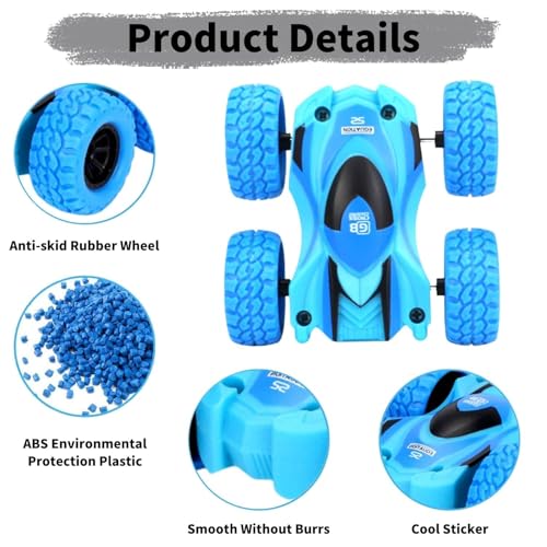 Yeefunjoy Monster Truck Spielzeugauto, 360 Grad Rotierende Trägheit Fahrzeug Spielzeugautos, Spielzeug Geschenk für Kinder Jungen Mädchen ab 3 4 5 6 7 8 9 10 Jahren (Blau)