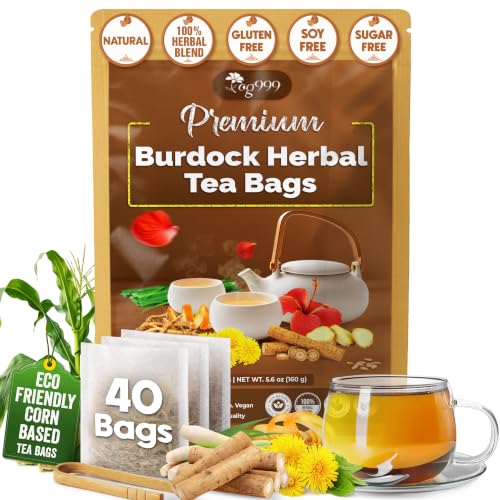 TOG999 Burdock Root Tea Bags, Herbal Burdock Tea, Caffeine-Free, 40 Count