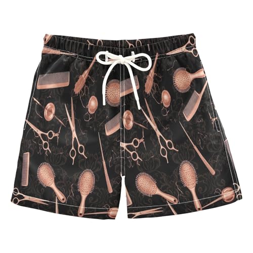 Swim Boy Shorts, Swim Trunks Toddler 2t, Rose Gold Scissors Hair Comb Black