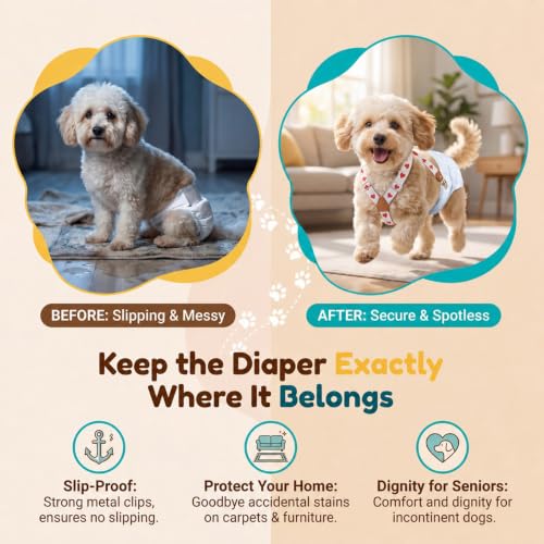 Image of 2 Pieces Dog Diaper Suspenders, for Dog Diaper Female and Belly Band for Male (Heart, X-Small /Small)
