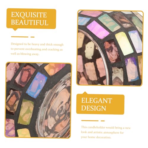 Doitool I57Y4KO2258SOZ Mosaic Candle Holder Tea Lights Small Tea Light Holder Mosaic Tealights Candle Holder Tealight Holder Mosaic Decor European Candle Holders Color Bars Glass Dining Table thumb #7