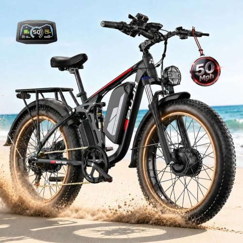PUJH 9000W 50MPH Dual Motor E-Bike Up to 100Mi 60V 26" Fat Tire PU366Pro image 3