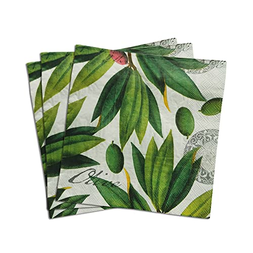Zelten 30 Serviettes papier 2 plis couleur shabby chic mariage olive