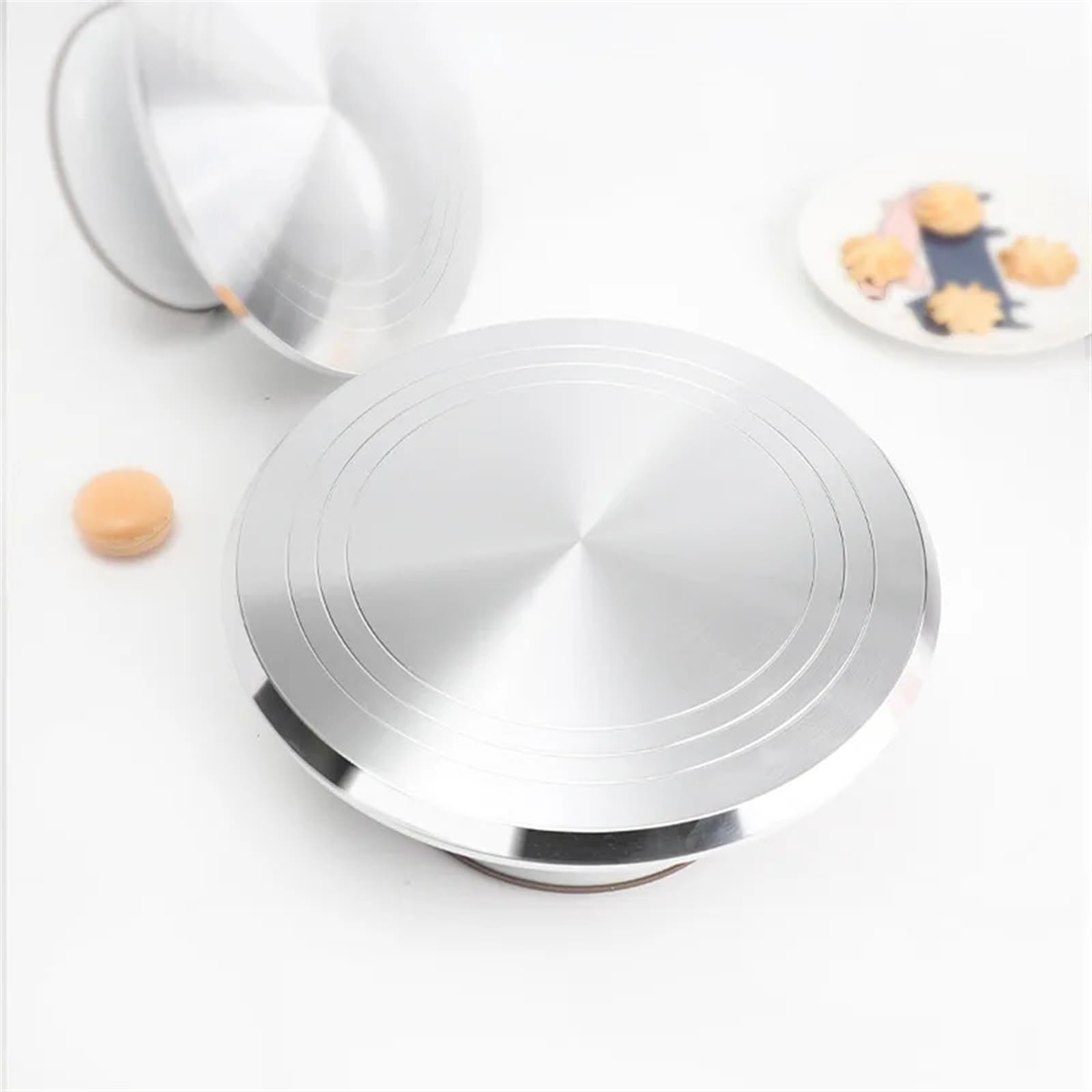 Base Giratoria Tartas Juego de Plato Giratorio de aleación de Aluminio de 10 Pulgadas y 360°, Herramienta for Hacer Pasteles, Soporte for Hornear, Plataforma giratoria(White- Set)