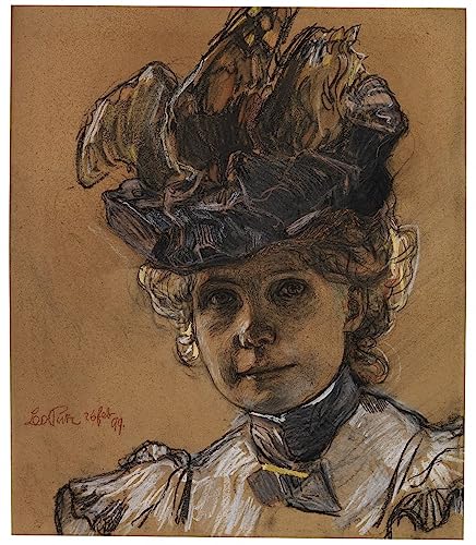 Portrait de Gertraud Luberich par Leo Putz de qualité supérieure en 60x90cm