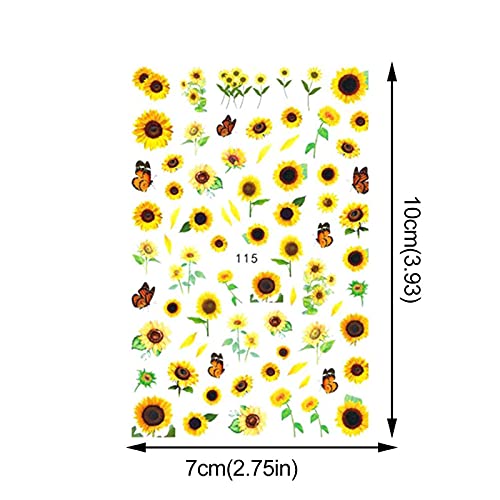 zhushuGG Nagelsticker Sunflower, Selbstklebend Kunst Aufkleber Tattoo Blumen Nail Art Sticker Wassertransfer DIY… – Bild 6