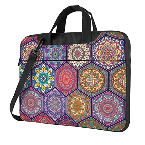 Sac ordinateur portable 15.6 pouces antichoc avec poignée renforcée et motif hexagone