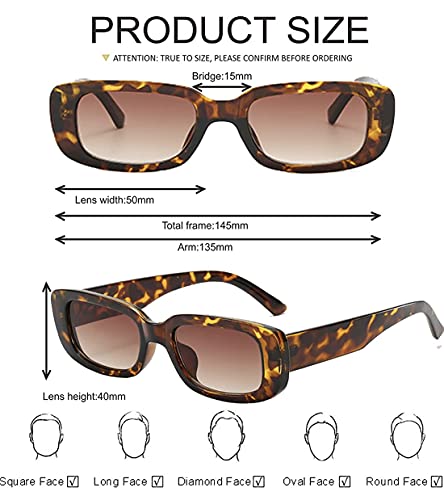 Image of IFLASH Rectangle Sunglasses for Women Retro Driving Glasses 90's Vintage Fashion Narrow Square Frame UV400 Protection Glasse