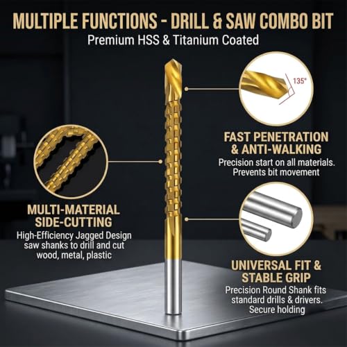 6Pcs Ensemble de Bits de forage en acier à haute vitesse en titane, 3-8mm Accessoires d'outil de puissance Twist Drill Bit Set, en acier à haute vitesse revêtu de titane, ensemble d'outils de travail des métaux à six pièces pour bricolage, Artisans,6Pcs