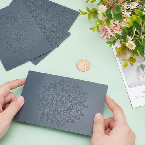 HOBBIESAY 4pcs Polymer Clay Texture Sheets Set Texture Sheets Polymer Clay Works with Polymer Clay Cutter Effect as Polymer Clay Texture Roller Flowers for DIY Clay Making - Image 3