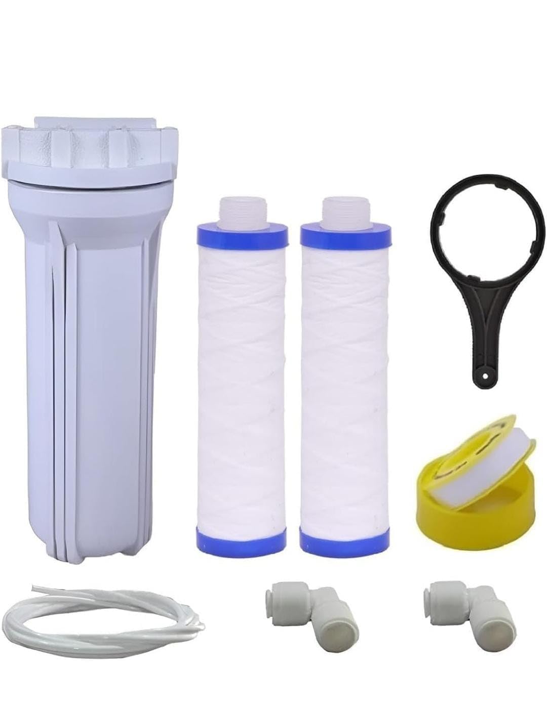 Pre-Filter Assembly for PL4 Size Pipes with Pre Filter Cartridge Compatible with All RO and UV Water Purifiers |Removes Suspended Particles |Long Lasting Cartridge (6000L)-image-1