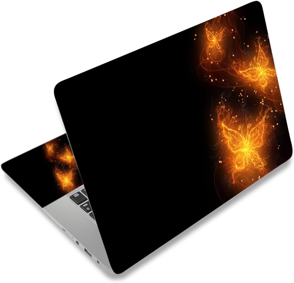 12.1 to 15.6 Inch Laptop Skin Sticker - Universal Netbook Skin - Reusable Notebook Art Decal Protector - Golden Butterflies