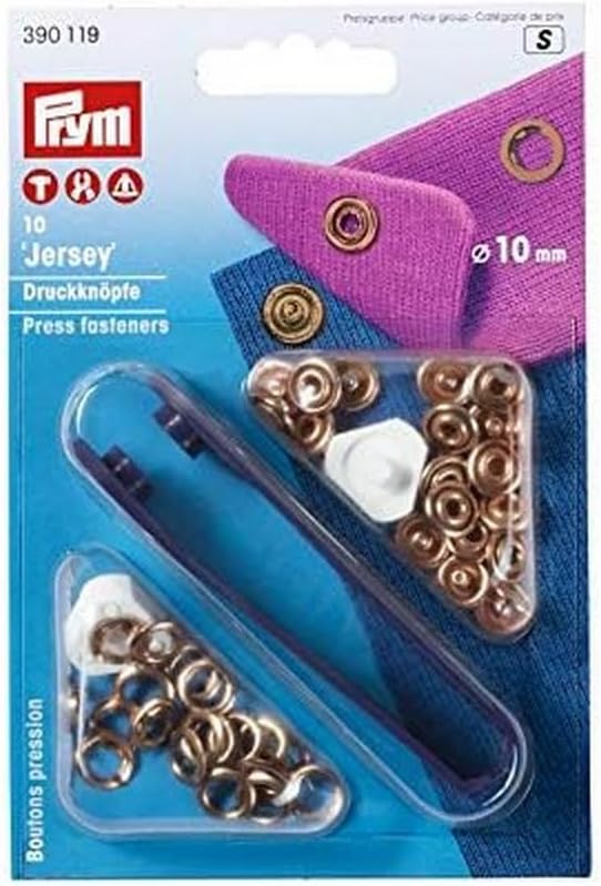 Prym Non-sew Press Fasteners Jersey Brass 10 mm, Metal, Copper, 14 x 9.3 x 2.5 cm