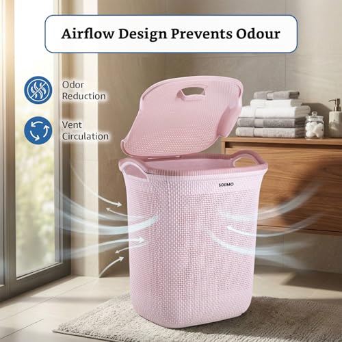 Image of Amazon Brand - Solimo Honey comb Laundry Basket - (Small)-42 Litres-45.4 X 35.6 X 49.9 cm- Royal Light brown