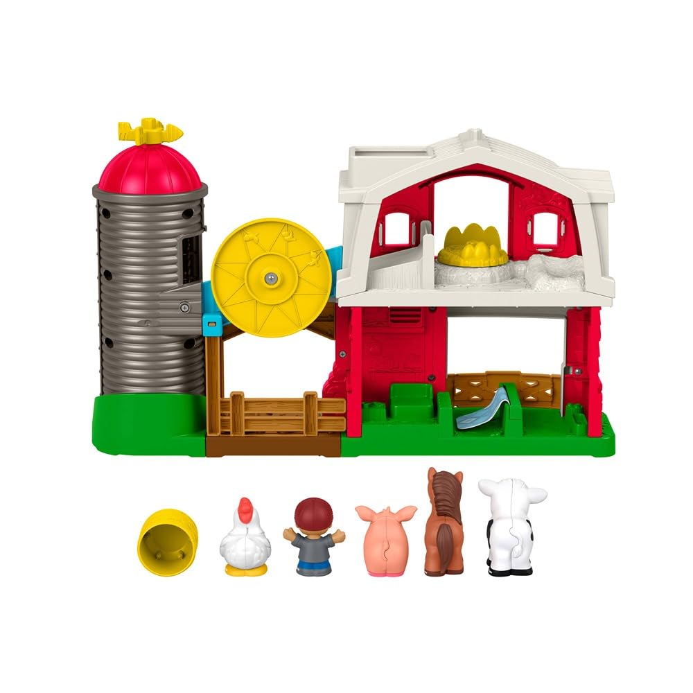 Fisher-Price Little People Granja de Cuidado de Animales. Juego con aprendizaje progresivo para niños pequeños de 1 a 5 años. Edición en italiano, español castellano, portugués e inglés. JGX09