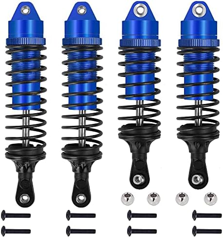 OGUNKE RC 4PCS Aluminum Front & Rear RC Shocks for Traxxas 1/10 RC Truck Slash 2WD/4x4 shocks Rustler 4X4 shocks Stampede 4X4 shocks Hoss 4X4 Replace 5862 (Blue)