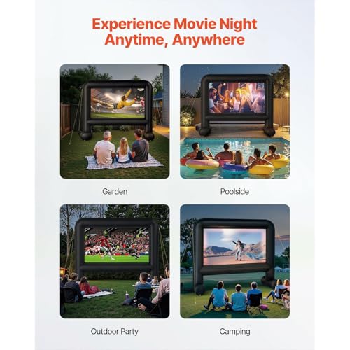 Pantalla Inflable para Proyector de 16 pies con Tela OxFor Ford, Montaje Inflable, Configuración en 1 Minuto, Bolsa Portátil para Almacenamiento, Ideal para Exterior y Cine en Casa miniatura 2