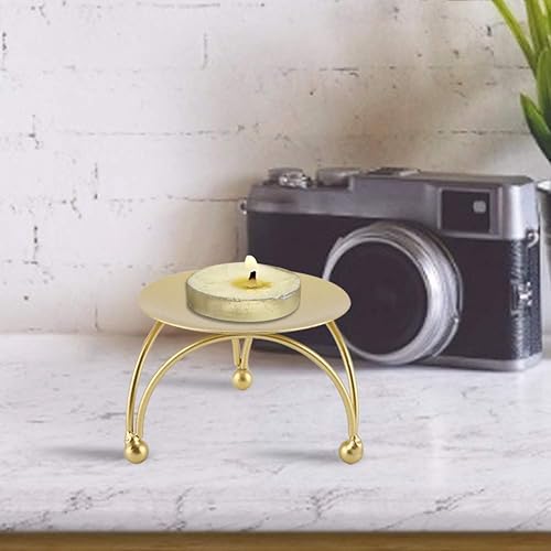 Miniatura 8 de Portavelas de hierro forjado de metal candelabro de mesa europeo para decoración de Navidad luz de vela cena oro 2.8 x 1.8 in