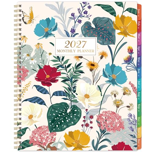2027 Monthly Planner - January 2027 - December 2027 9 x 11 12 Monthly Planner 2027 Colorful Monthly Tabs Spiral Binding