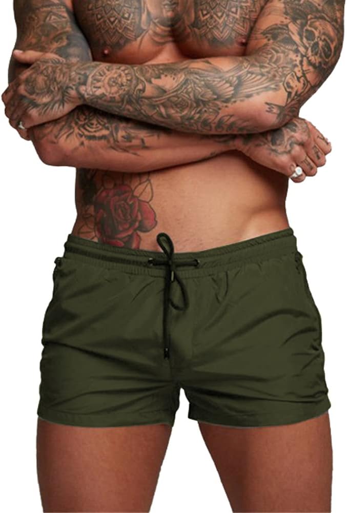 Men's Swim Trunks Quick Dry Swim Shorts Summer Swimwear Mens Sports Beach Shorts with Mesh Lining and Zipper Pockets