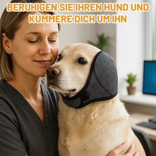 Ohrenschutz Hund, Hunde Ohrenschutz für Geräuschreduzierung für Laute Umgebungen, 45-60cm, Gehörschutz für Hunde beim Baden und Füttern