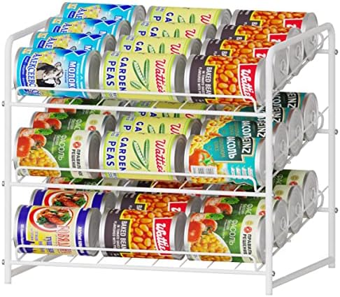 Simple Trending Can Rack Organizer, Stackable Can Storage Dispenser for Kitchen Cabinet or Pantry, White