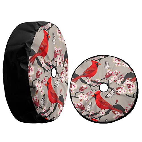 Image of Delerain Spare Tire Cover with Backup Camera Hole Red Birds Wheel Covers Waterproof Dust-Proof UV Sun Universal Fit for RV Trailer RV SUV Truck (18 Inch for Diameter 32 inch-34 inch)