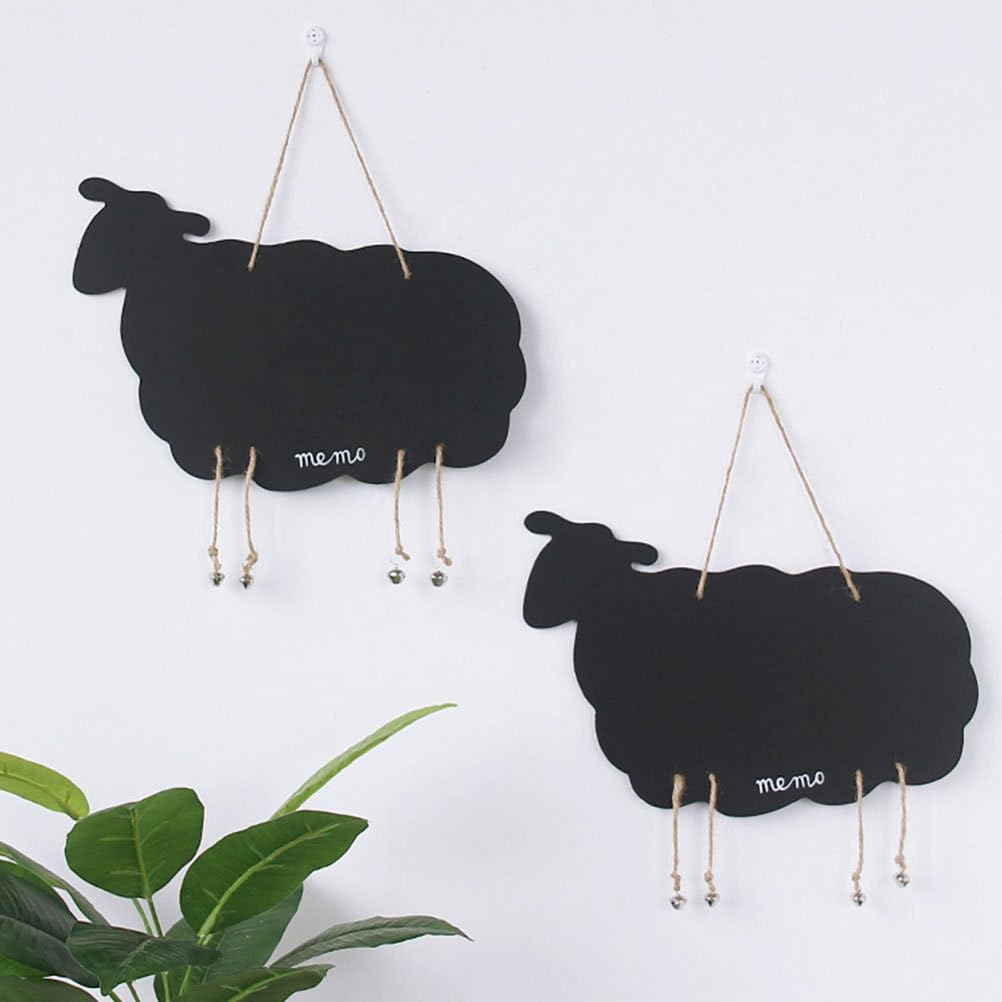 Double Sided Wooden Sheep Message Blackboard - Hanging Chalkboard Decor For Kitchen, Weddings, Parties & Wall Decor