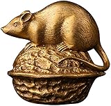 WQQLQX Statue Feng Shui Maus Walnuss Statue Dekoration Messing Tier Skulptur Handwerk Home Wohnzimmer TV Kabinett Büro Dekoration Geschenke Skulpturen