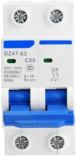 Miniatura 6 de Disyuntor miniatura de CA DZ47-63 Interruptor de circuito en miniatura de baja tensión 2P 400V AC Interruptor de aire de protección de fugas