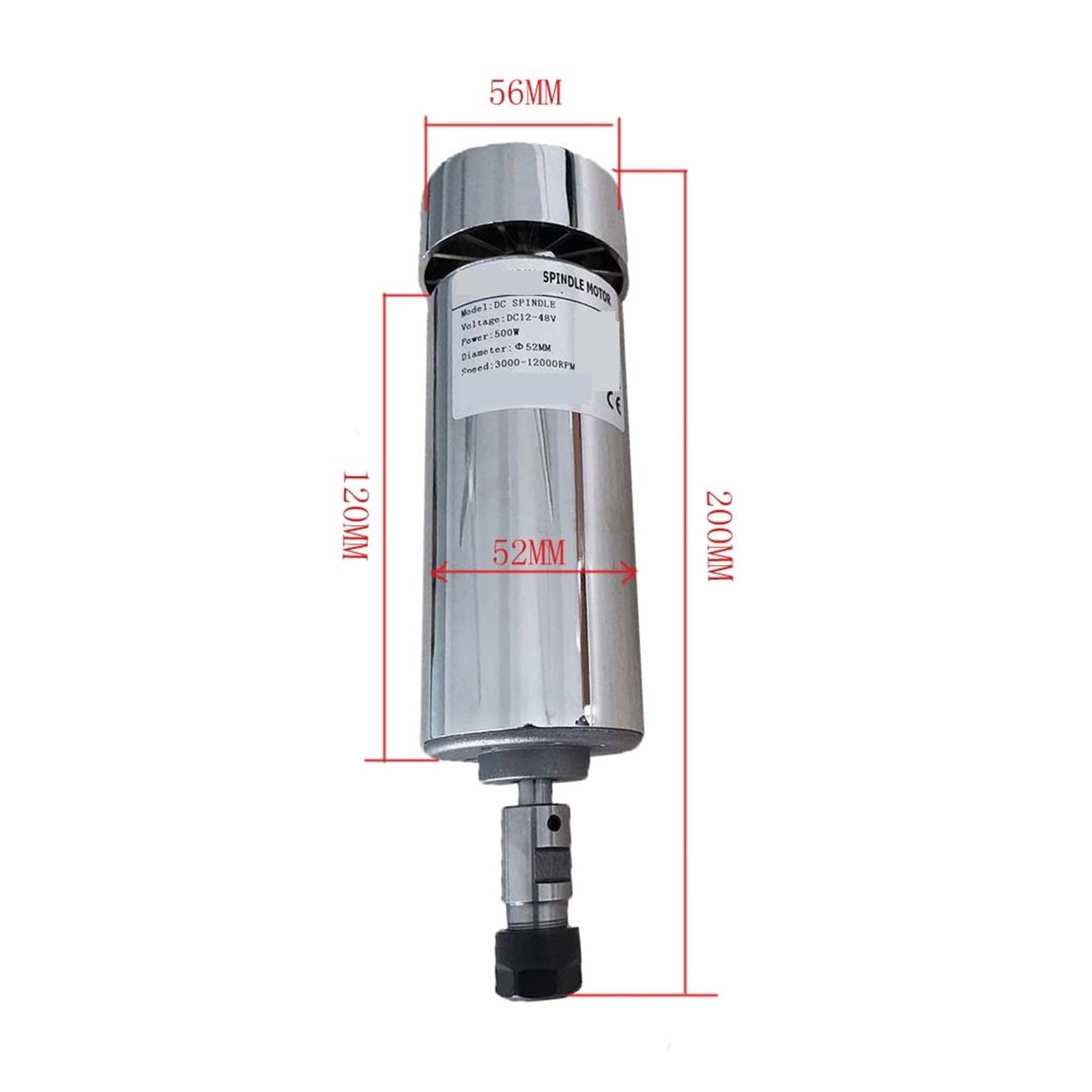 Zestaw silnika wrzeciona CNC chłodzonego powietrzem DC 48 V 0,5 kW z uchwytem ER16, silnikiem 500 W + regulatorem prędkości zasilacza do obróbki drewna(Model C)