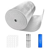 両面アルミ断熱シート 8mm極厚 50cmｘ500cm/90cmｘ500cm/100cmｘ500cm/90cmｘ1000cm/100cmｘ1000cm 大判 5m 10m 業務用 窓 床 車 壁 屋根 両面アルミ蒸着 断熱シート 防水加工 冷房暖房 冷暖房効果アップ 保冷保温シート カット可能 遮熱シート 100枚面ファスナー 収納袋付 (50cmｘ500cm)