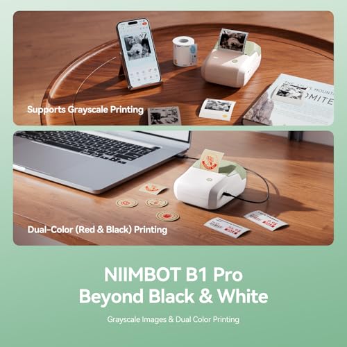 Image of NIIMBOT B1 Pro Label Maker, 300DPI HD Label Printer, Ideal for Photos,Stores,Notes,Study Graphics, Small Business, Built-in a Roll of Label(2 x 1.2 inches-White), Green