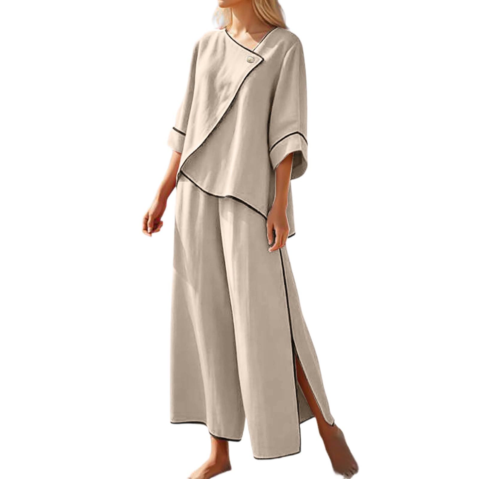 Ensemble Sport Femme, Tenue Sexy Femme Pantalon Large à Rayures Imprimées Coupe Ample Ensemble Deux Pièces Décontracté Et Confortable pour Un Usage Quotidien
