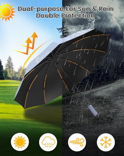 Image of ANYCHO Umbrella 3 Fold - Automatic Umbrella for Women and Men -Folding Umbrella with 50 Sturdy Ribs - UV Protect 3 Fold Umbrella for Women