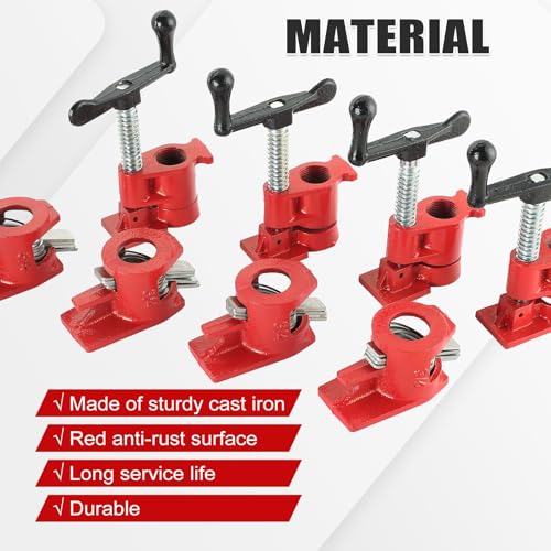 Flk Tech 4 Pack 3/4 Inch Wood Gluing Pipe Clamp Set thumb #2